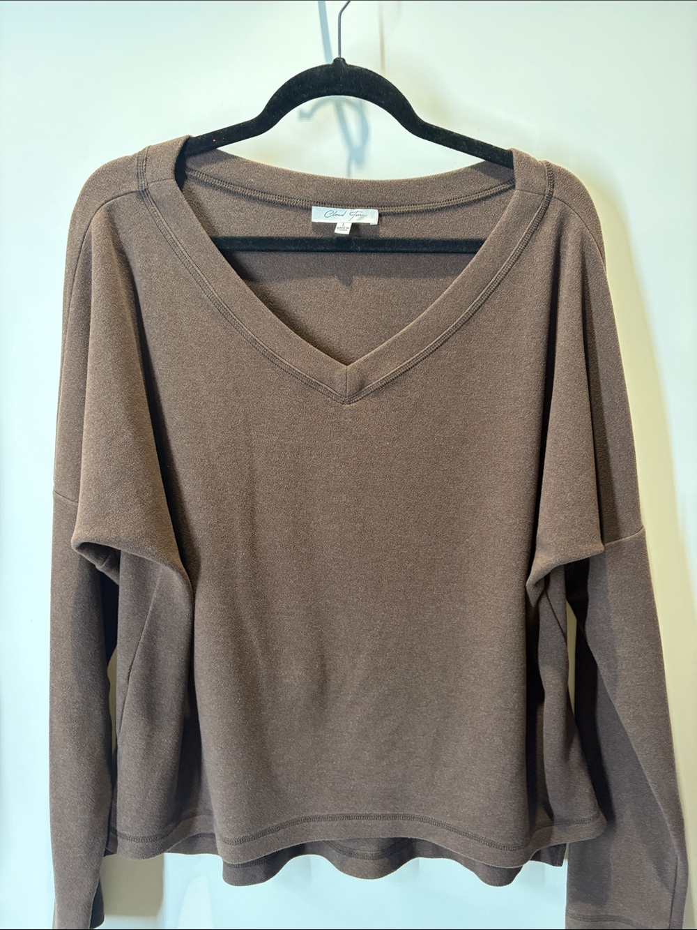 Coldwater Creek Relaxed V-Neck Pullover Sweatshirt in Brown